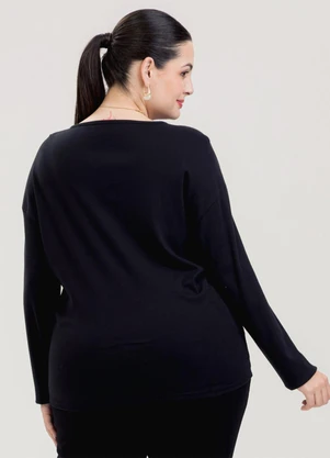 Cativa - Blusão Plus Size em Algodão Preto - CATIVA