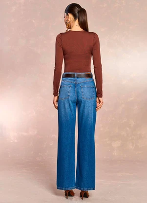 Doce Trama - Body de Manga Longa Ethnic Blur em Malha Marrom - DOCE TRAMA