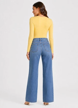 Infinita Cor - Body Feminino em Malha Tech Poliéster Amarelo - INFINITA COR
