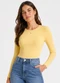 Infinita Cor - Body Feminino em Malha Tech Poliéster Preto - variação: Amarelo