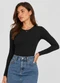Infinita Cor - Body Feminino em Malha Tech Poliéster Preto - variação: Preto