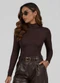 Rovitex - Body Feminino Gola Alta em Suplex Preto - variação: Marrom