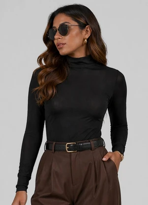 Rovitex - Body Feminino Gola Alta em Suplex Preto - ROVITEX