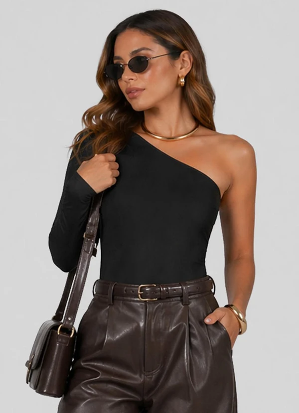 Rovitex - Body Feminino Nula Manga Longa Suplex Preto