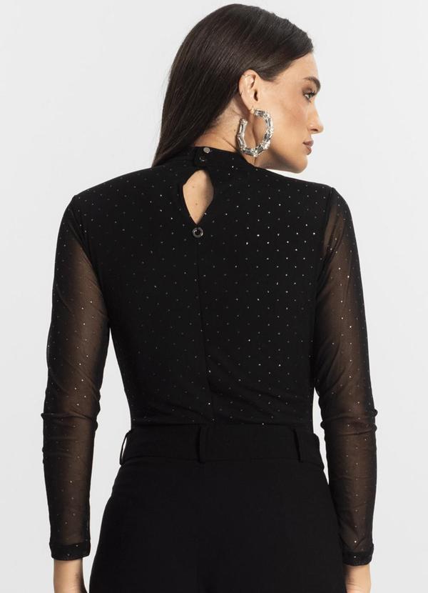 Endless - Body Manga Longa de Tule Glitter Preto 2
