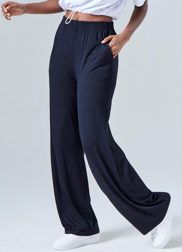 Basicamente - Calça Wide Viscose Feminina Preto