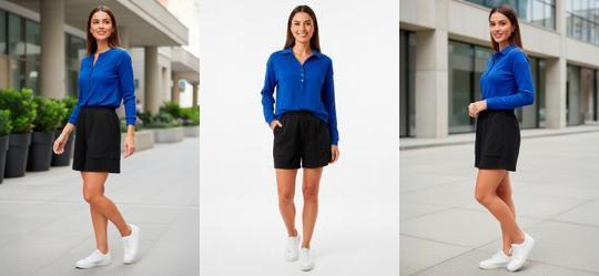 Camisa Azul em Malha Canelada