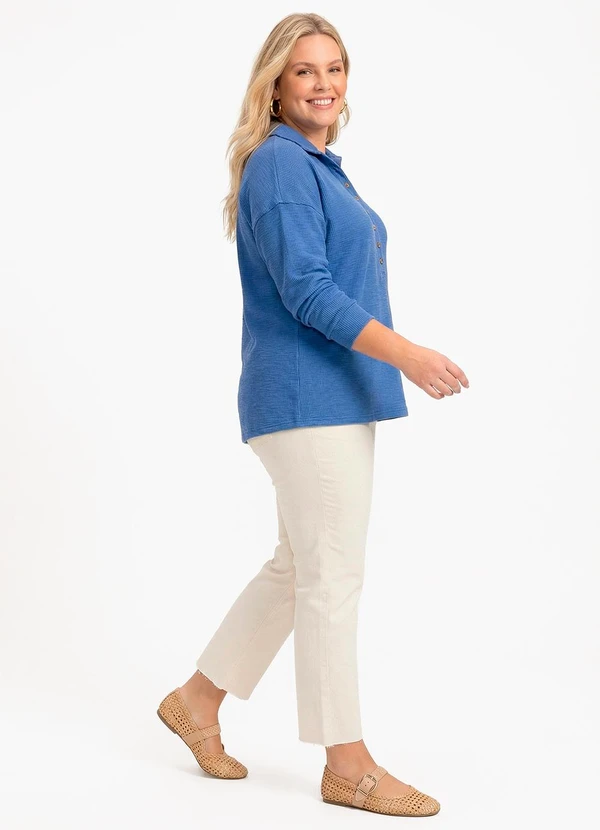 Quintess - Camisa Azul em Malha Canelada 5