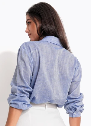 Quintess - Camisa Azul em Viscose Voil - QUINTESS