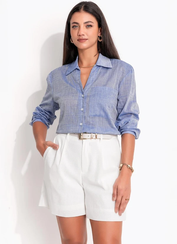 Quintess - Camisa Azul em Viscose Voil 7