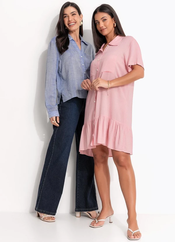 Quintess - Camisa Azul em Viscose Voil 5