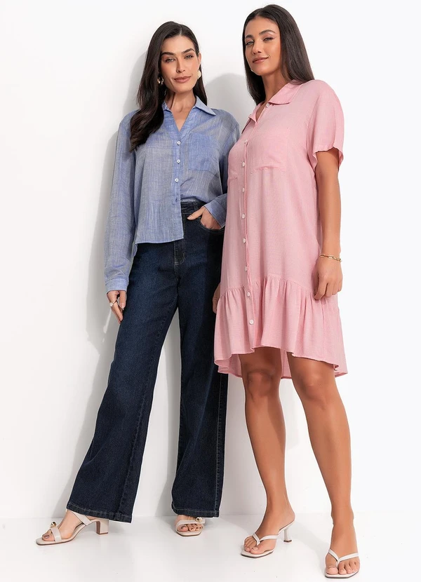 Quintess - Camisa Azul em Viscose Voil 3