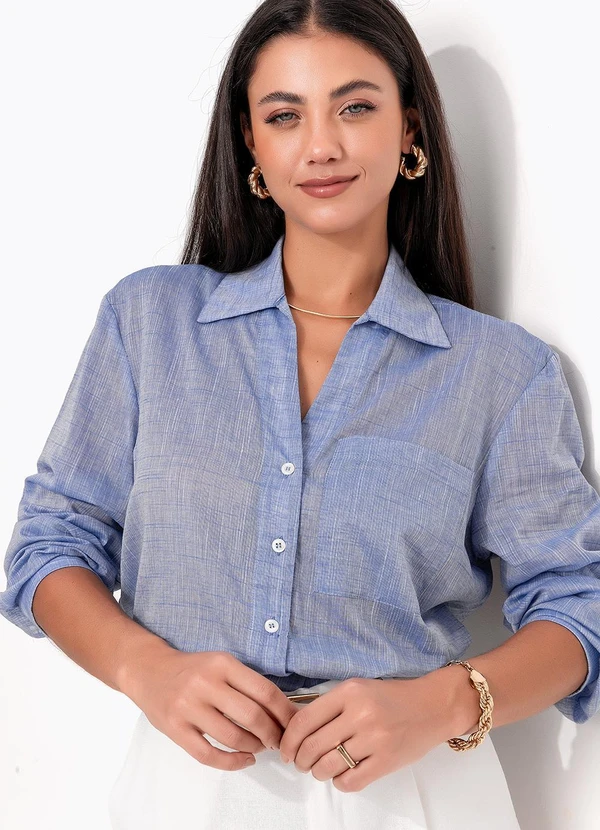 Quintess - Camisa Azul em Viscose Voil 2