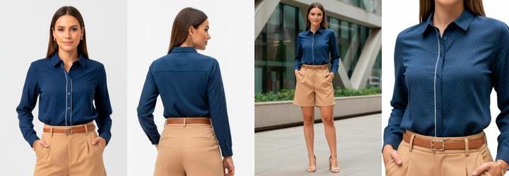 Camisa Azul Marinho em Poli�ster