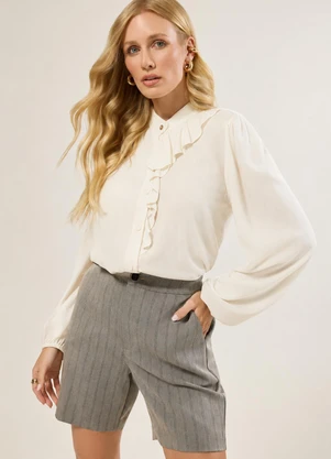 Naguchi - Camisa com Babado Gola Off White - NAGUCHI