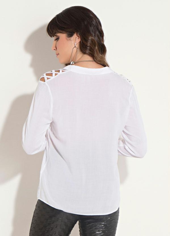 Quintess - Camisa com Ombros Vazados Branca 7