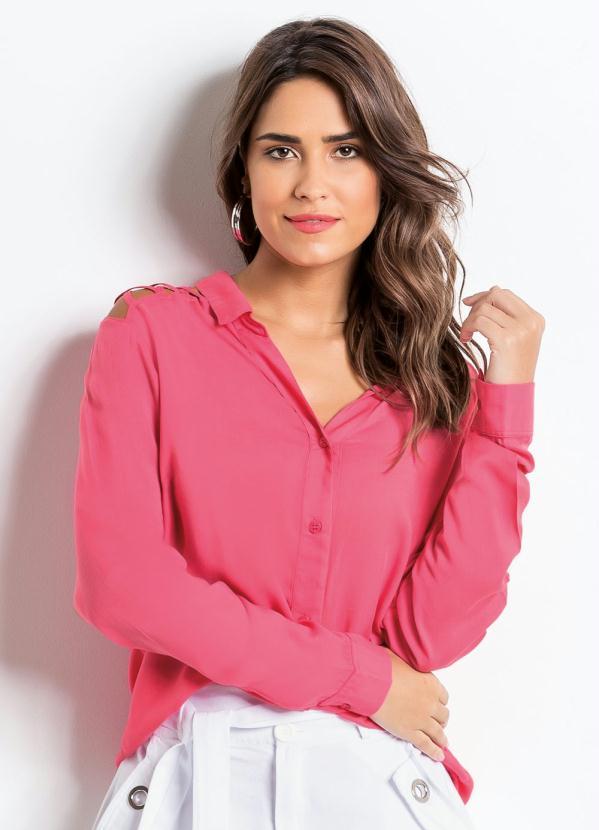 Quintess - Camisa com Ombros Vazados Pink