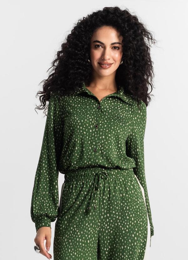 Rovitex - Camisa Estampada Feminina Verde
