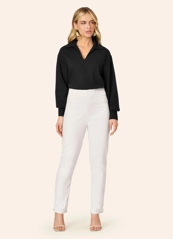 Endless - Camisa Feminina Manga Longa Decote V Preto