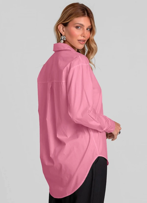 CAMISA FEMININA MANGA LONGA TRICOLINE ROSA - DIANNA