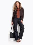 Camisa Geom�trico Preto em Crepe Plano
