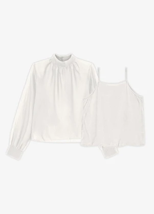 Endless - Camisa Manga Longa Chiffon com Regata Bege - ENDLESS