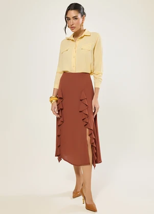 Naguchi - Camisa Manga Longa com Lapela Amarelo Vanilla - NAGUCHI