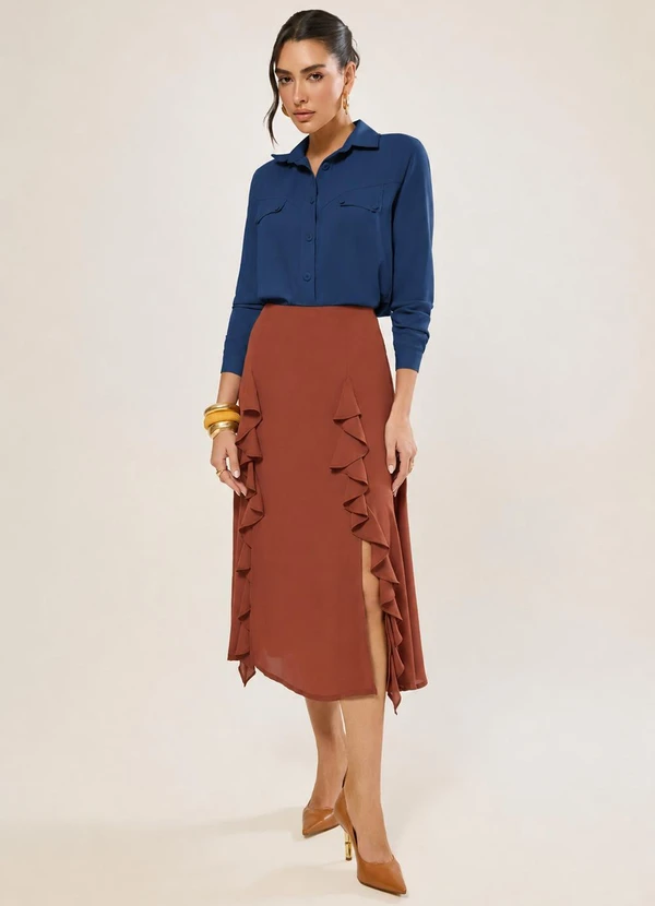 Naguchi - Camisa Manga Longa com Lapela Legion Blue