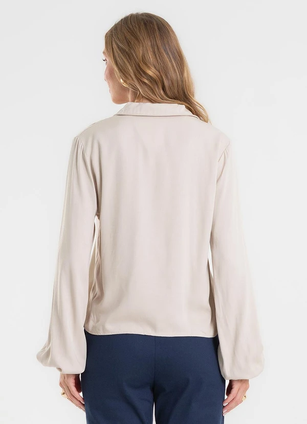 CAMISA MANGA LONGA EM VISCOSE BEGE - ROVITEX