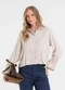 Rovitex - Camisa Manga Longa em Viscose Rosa - variação: Bege