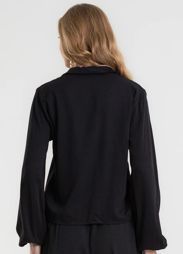 CAMISA MANGA LONGA EM VISCOSE PRETO - ROVITEX