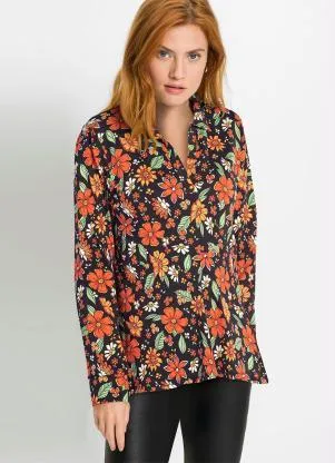 Queima Estoque - Camisa Manga Longa Floral Dark - QUEIMA ESTOQUE