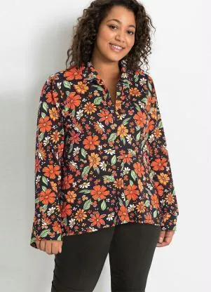Queima Estoque - Camisa Manga Longa Floral Dark - QUEIMA ESTOQUE