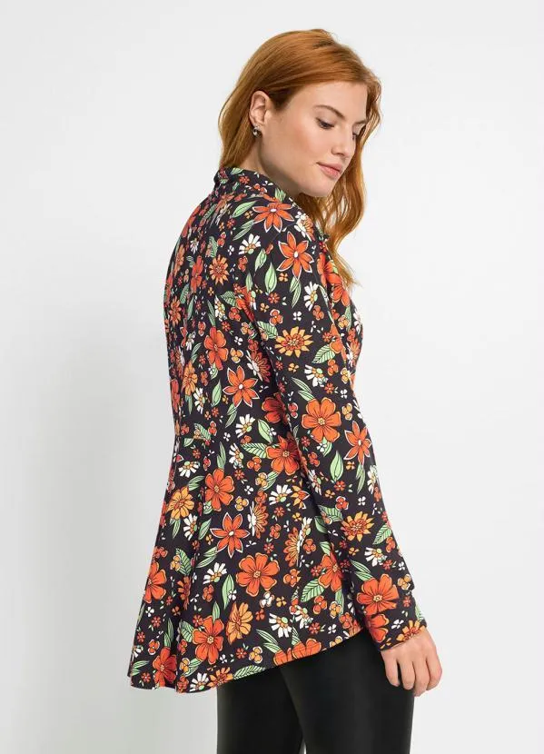 Queima Estoque - Camisa Manga Longa Floral Dark 6