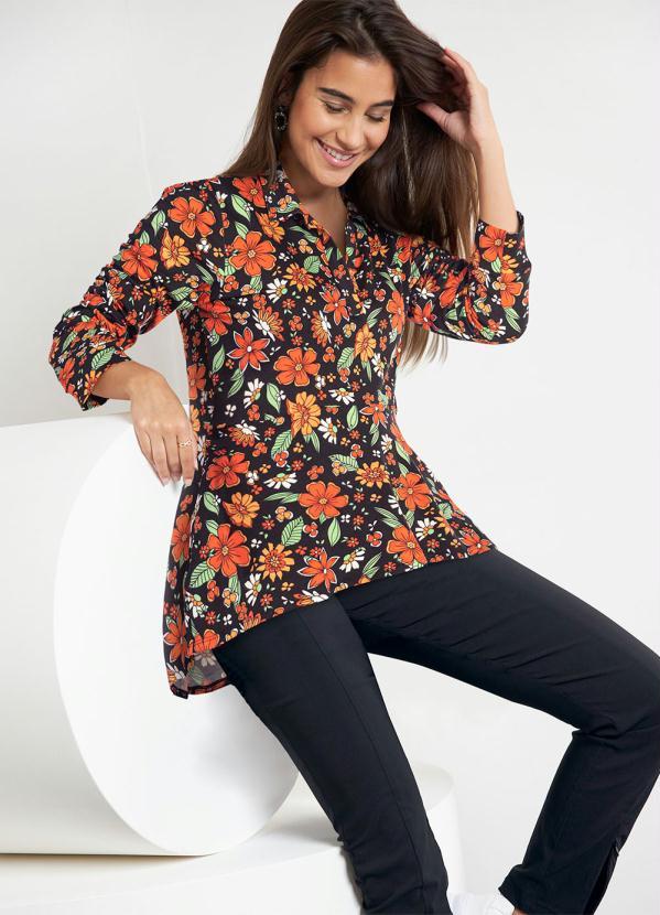 Outlet - Camisa Manga Longa Floral Dark 5