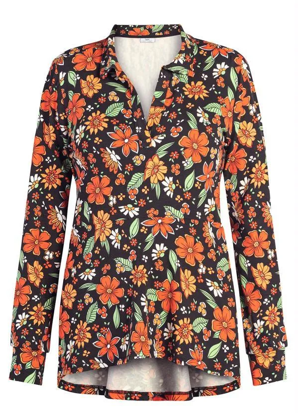 Queima Estoque - Camisa Manga Longa Floral Dark 2