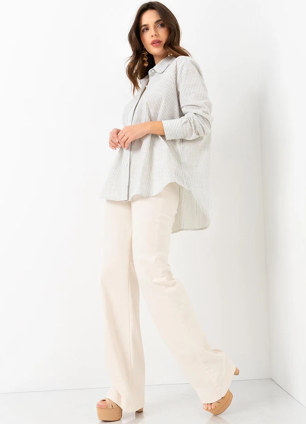 Mob - Camisa Over Size Listrada Verde 4