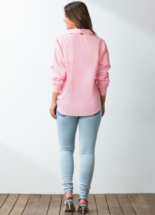Quintess - Camisa Oversized Rosa Alongada 4