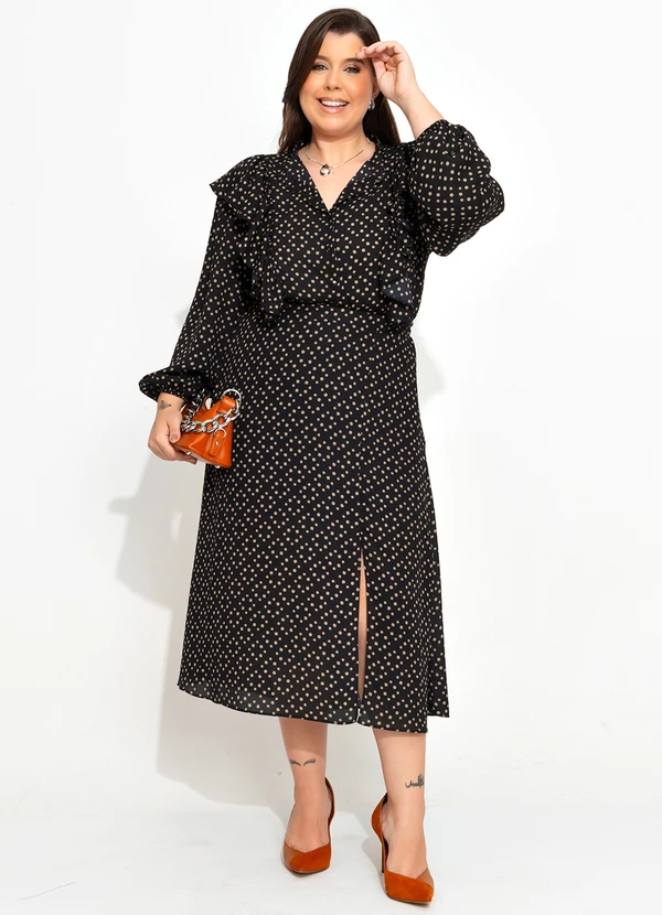 Quintess - Camisa Poá Irregular em Crepe Plano 3