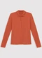 Basicamente - Camisa Polo Manga Longa Feminina Verde Selva - variação: Laranja Coral