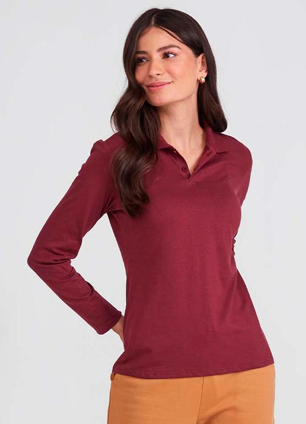 Basicamente - Camisa Polo Manga Longa Feminina