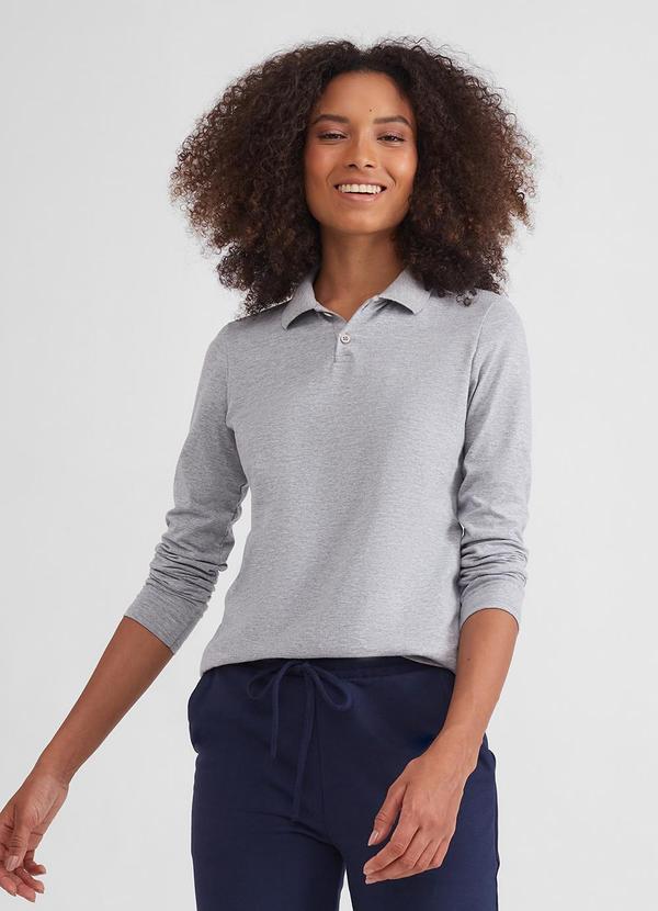 Basicamente - Camisa Polo Manga Longa Feminina