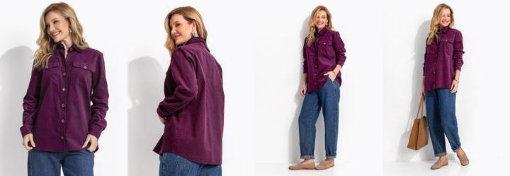 Camisa Roxo em Veludo Cotel�