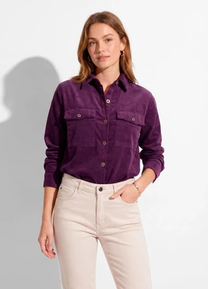 Quintess - Camisa Roxo em Veludo Cotelê - QUINTESS