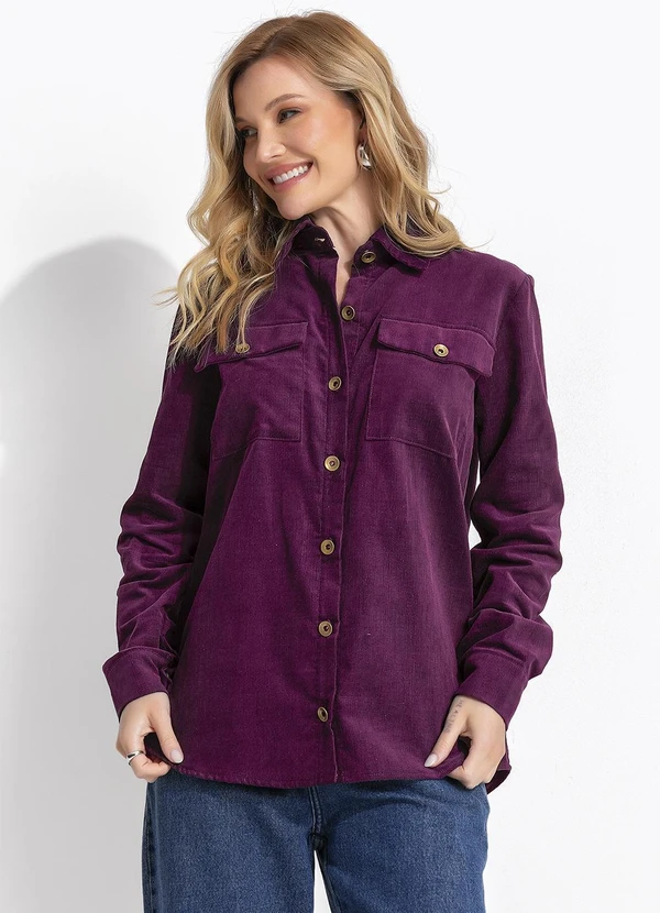 Camisa roxo em veludo cotele - QUINTESS