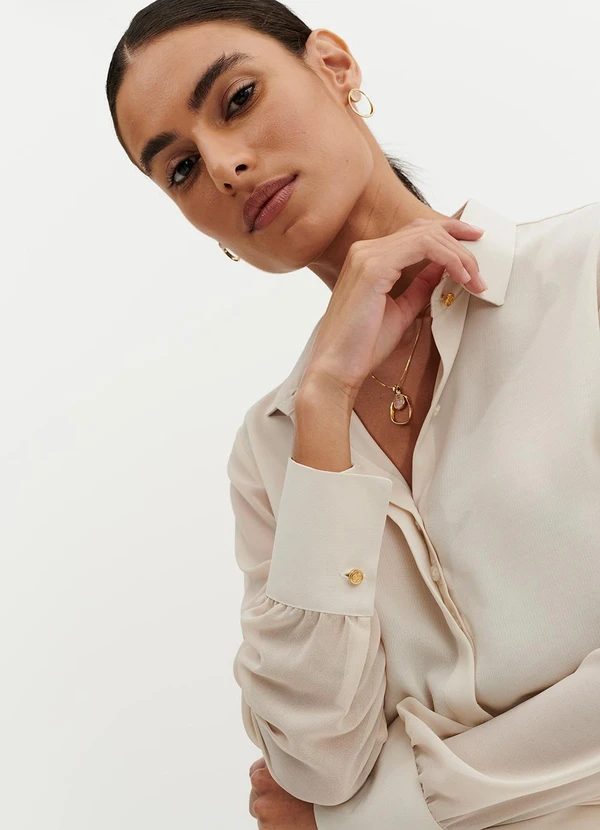 Principessa - Blusa com Mangas Transparentes Aveia Inara 2