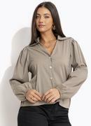 Camisa Verde Oliva em Voil de Algodo