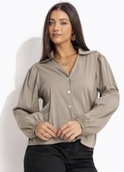 Camisa Verde Oliva em Voil de Algodo