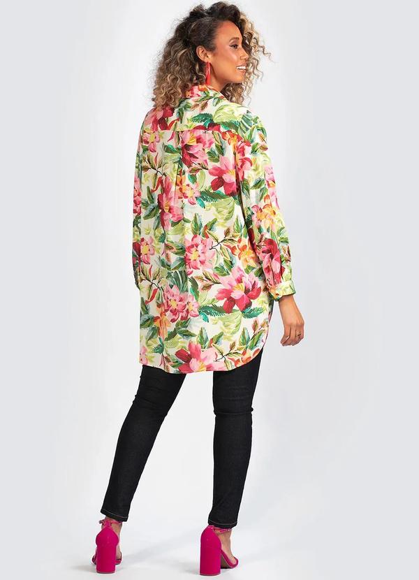 Farm - Camisa Viscose Floral Pintado Verde 4