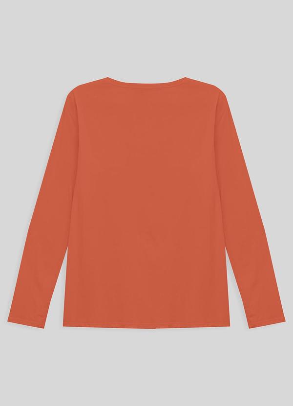 Basicamente - Camiseta Babylook Manga Longa Gola C Laranja 2